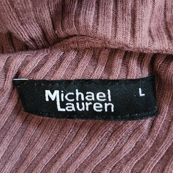 Michael Lauren Mauve Ribbed Knit One Shoulder Top Ruffle Accent NWT Size Large - Picture 7 of 11
